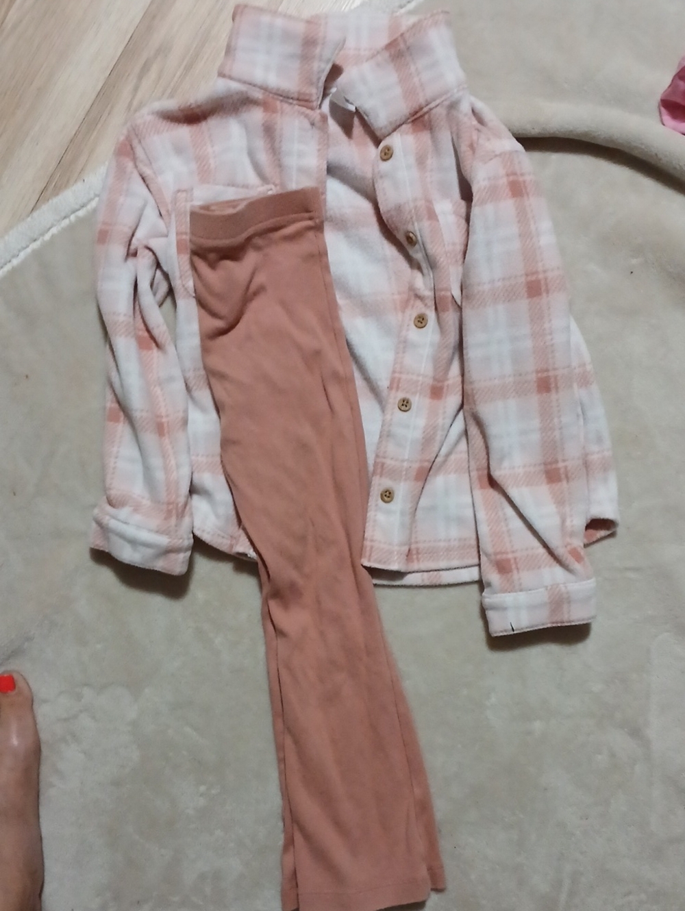Carter's Pink Plaid Shacket with Dusty Rose Leggings